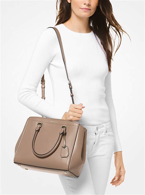 michael kors benning grey|Benning Large Leather Satchel .